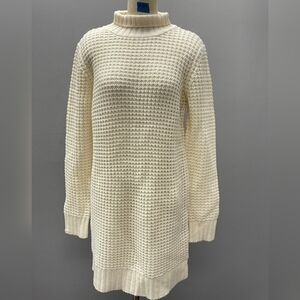 Moda International Women's Knit Sweater Dress Midi Length Ivory Large